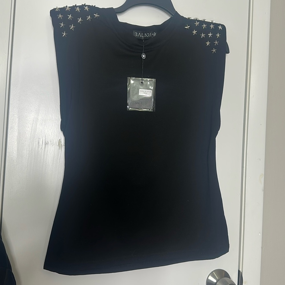 Balboa Black Blouse With Shoulder pads